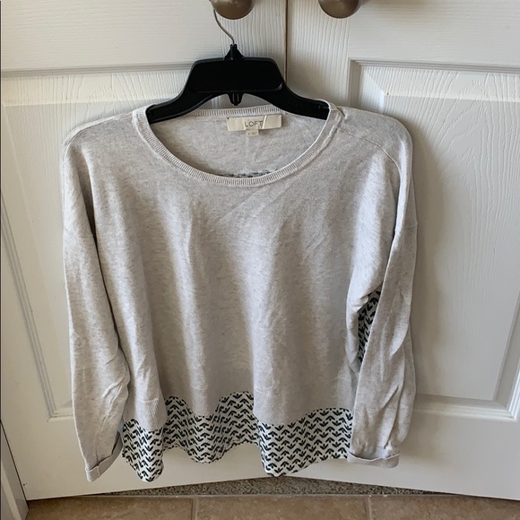 LOFT Sweaters - Loft mixed-media sweater, light gray